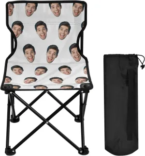 Sinestour White Custom Folding Camping Chair Personalized Photo Face Outdoor Chair with Carry Bag for Travel Barbeques Picnic