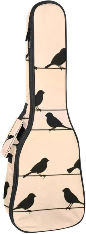 Sparrow Birds Flock on Power Line Wires Ukulele Case, Padded Bag for 23 Inch Concert Ukulele, Waterproof & Durable