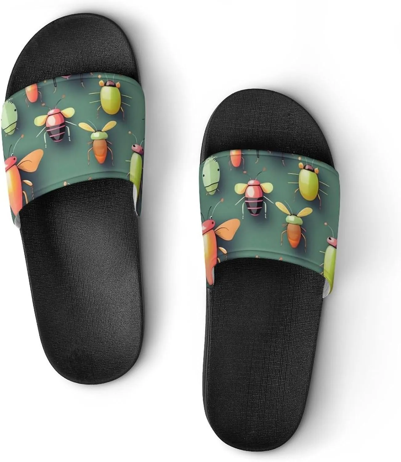Summer Womens Slipper Home Slippers Insect Atlas Non-slip Shower Sandals Fashion Sandles for Men