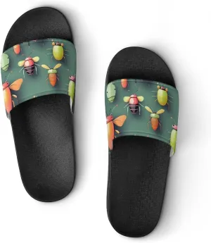 Summer Womens Slipper Home Slippers Insect Atlas Non-slip Shower Sandals Fashion Sandles for Men