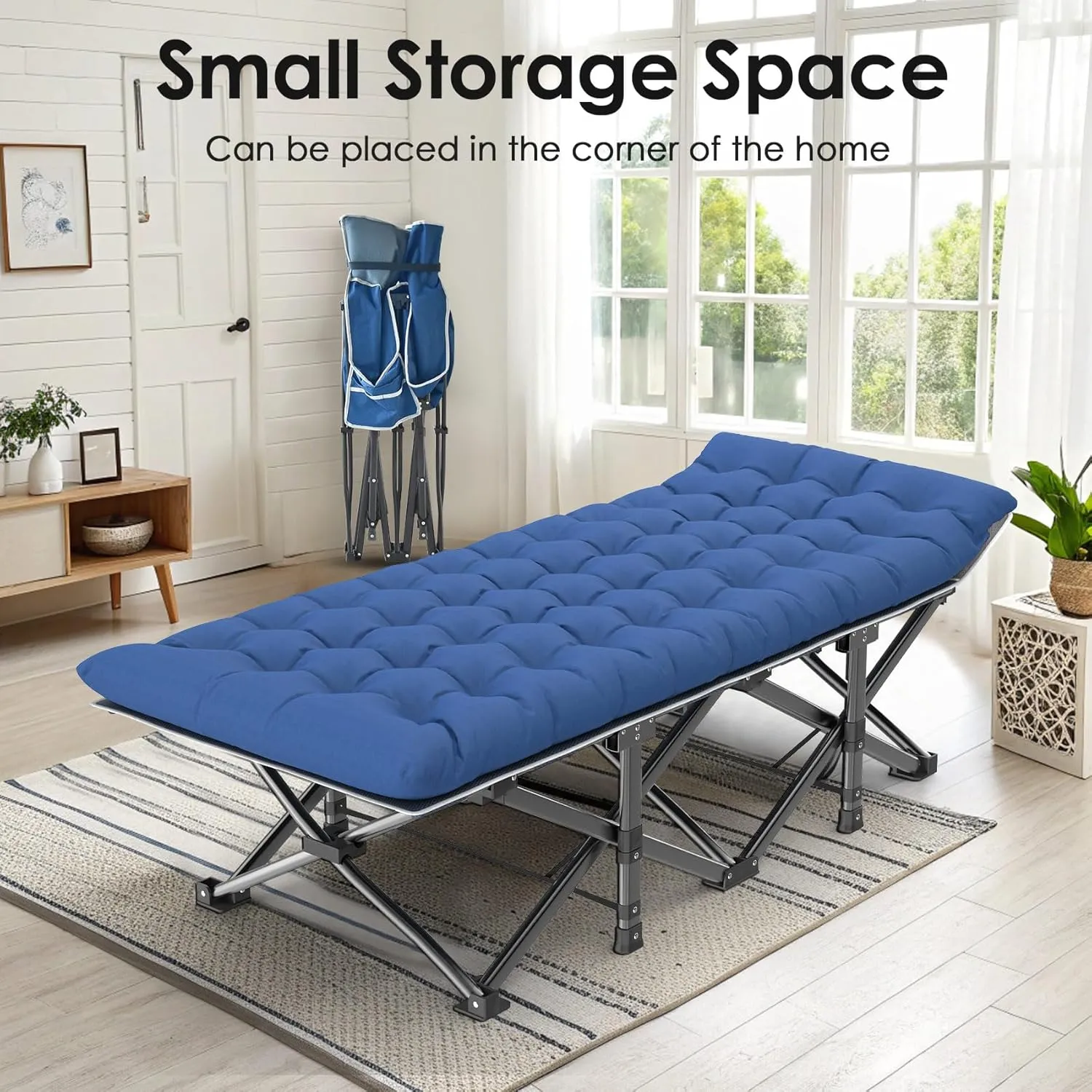 Suteck Camping Cot, 32In XXL Folding Camping Cot Heavy Duty Sleeping Bed for Adults 1200D Double Layer Oxford Cots for Camping W/Pilllow Mat Carry Bag for Home Office Travel 500lbs