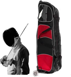 TBQATNTS Fencing Bag with Wheels, Fencing Suit Trolley Sword Bag, 1680D Oxford Cloth - Waterproof and Durable, Competition Draw-bar Rolling Fencing Bag - Fencing Sword Suit and Mask Storage Bag,Black