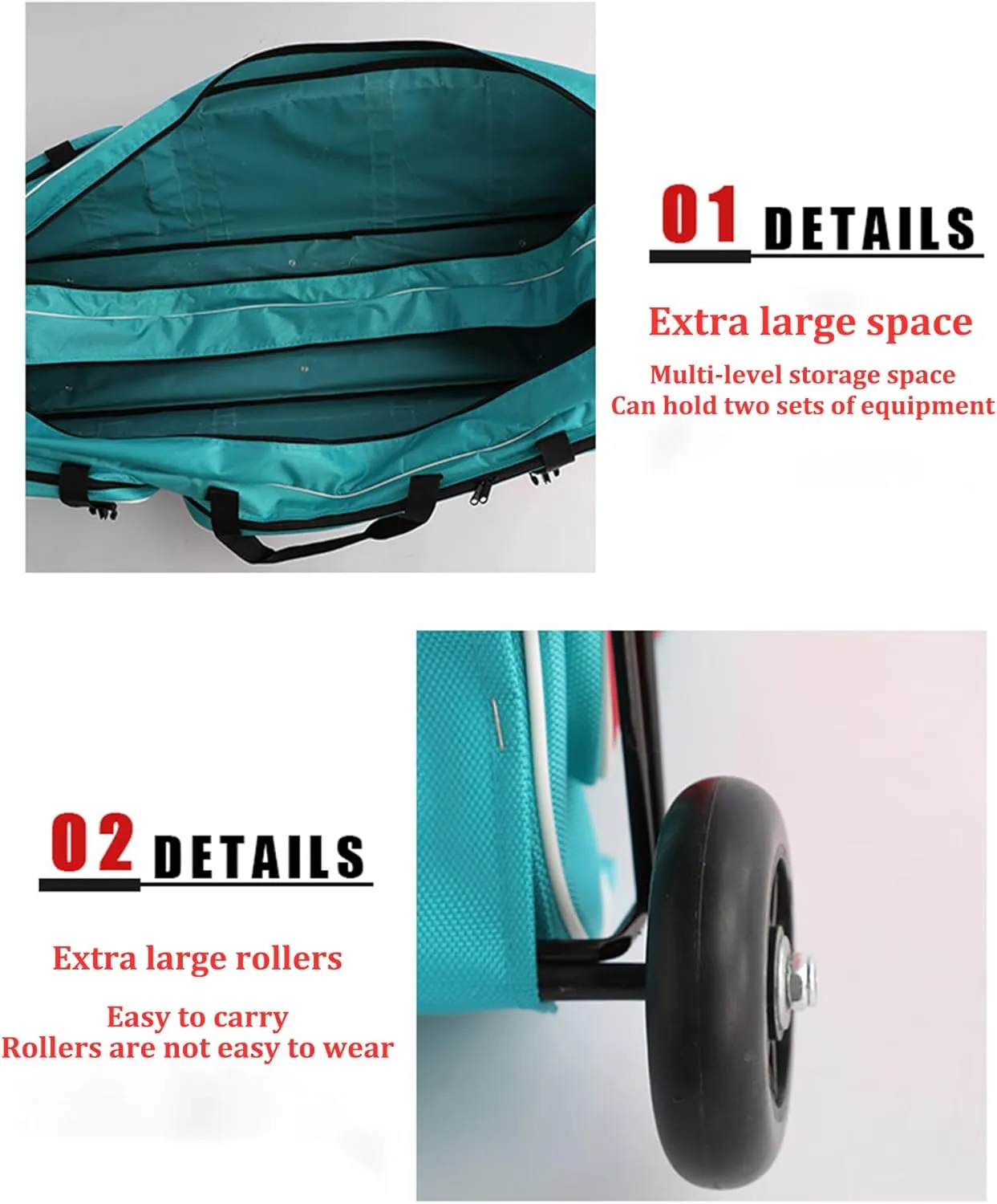 TBQATNTS Fencing Bag with Wheels, Fencing Suit Trolley Sword Bag, 1680D Oxford Cloth - Waterproof and Durable, Competition Draw-bar Rolling Fencing Bag - Fencing Sword Suit and Mask Storage Bag,Black