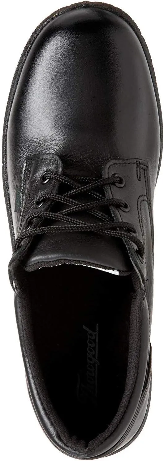 Thorogood Soft Streets Plain Toe Oxford Work Shoes for Men - Premium Black Leather with Comfort Insole and Slip-Resistant Outsole; Berry Compliant and Postal Certified
