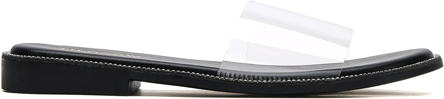 Tilocow Women Clear Sandals for Womens Rhinestone Decor Slides Slip on Bling Sandals Daily Casual Beach Summer Flat Shoes
