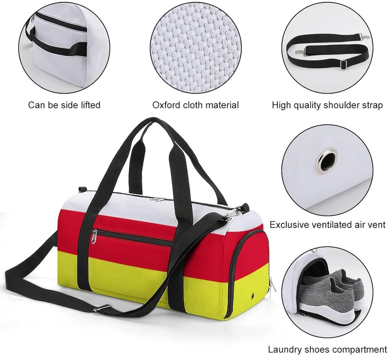 Travel Duffel with North Ossetia Flag Shoe Compartment Gym Bag Waterproof Weekender for Yoga
