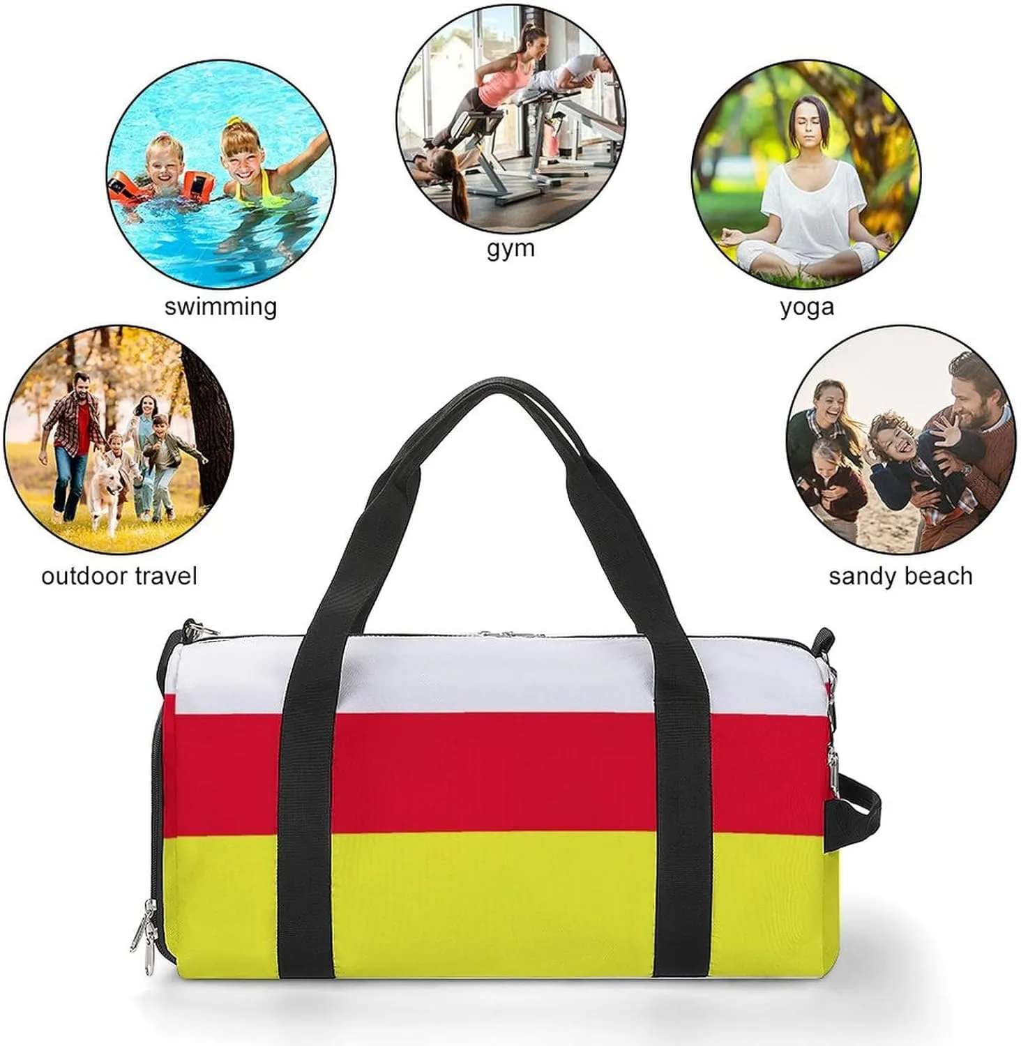 Travel Duffel with North Ossetia Flag Shoe Compartment Gym Bag Waterproof Weekender for Yoga