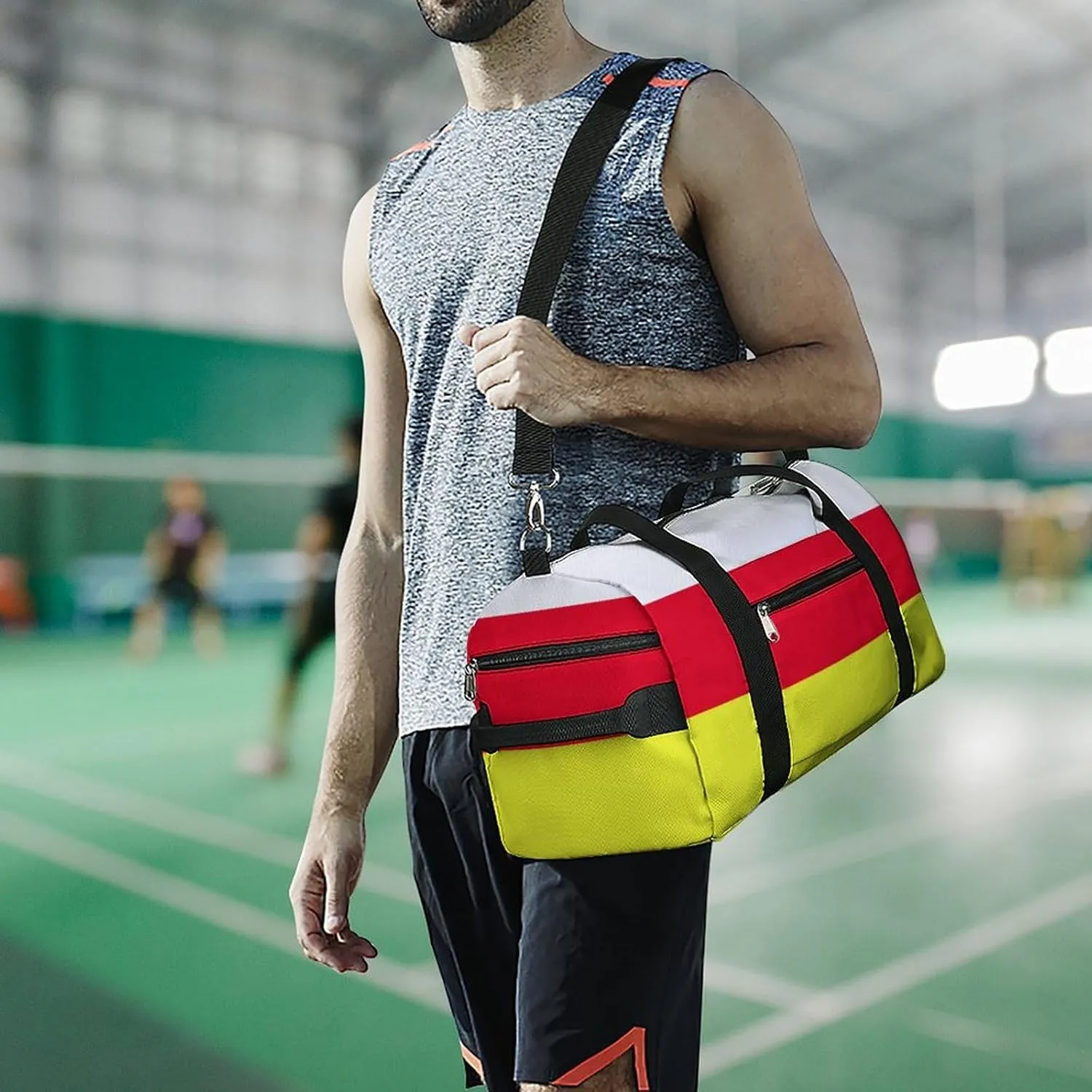 Travel Duffel with North Ossetia Flag Shoe Compartment Gym Bag Waterproof Weekender for Yoga