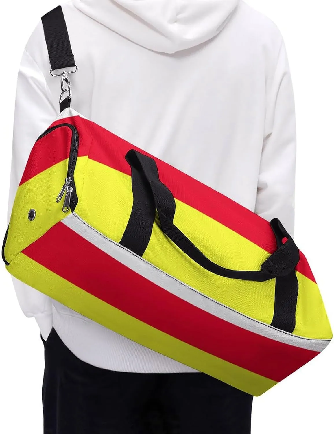 Travel Duffel with North Ossetia Flag Shoe Compartment Gym Bag Waterproof Weekender for Yoga