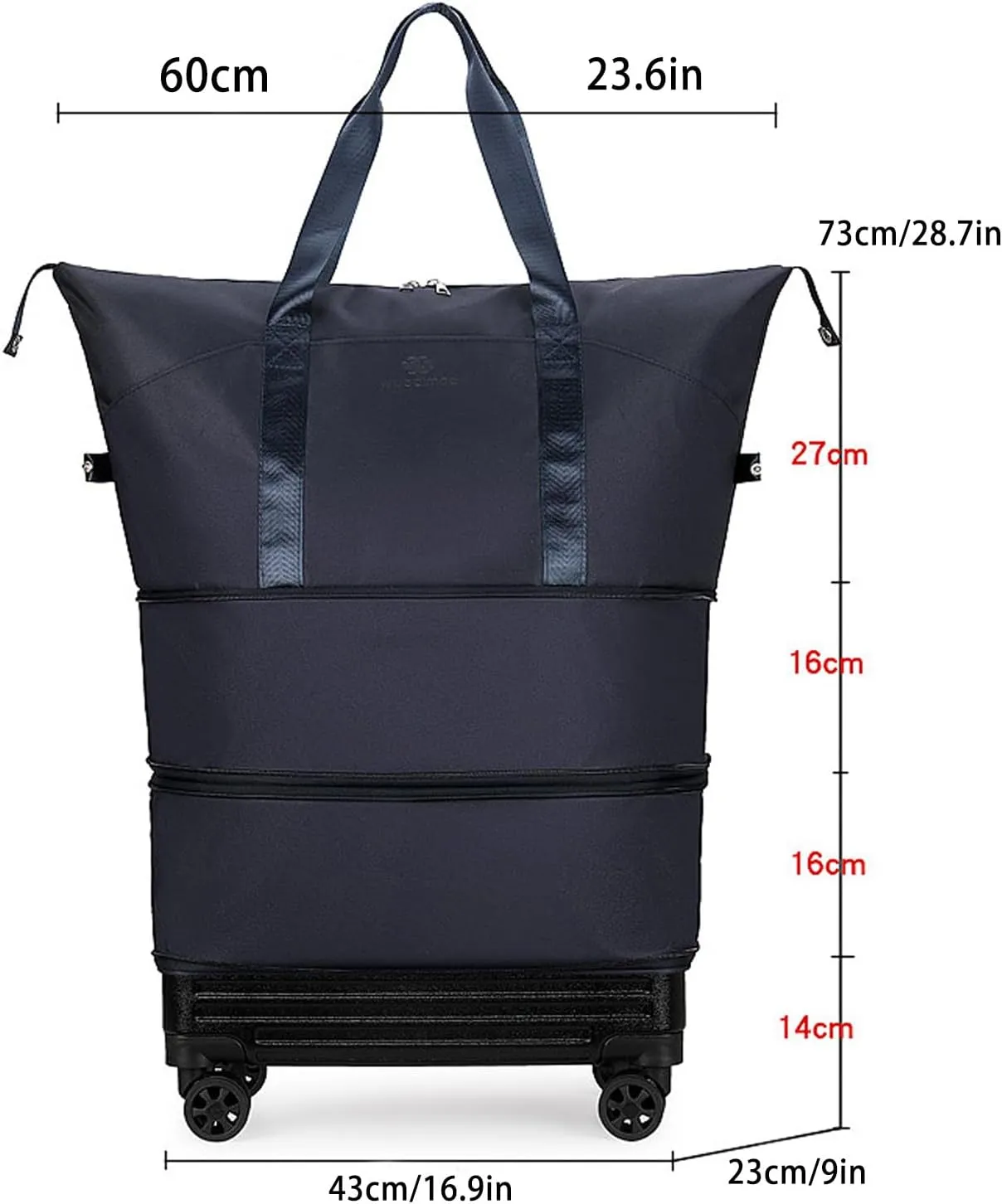 Travel Rolling Duffle Bag Expandable Foldable Suitcase with Wheels Carry on Luggage Lightweight Suitcase for Men Women