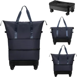 Travel Rolling Duffle Bag Expandable Foldable Suitcase with Wheels Carry on Luggage Lightweight Suitcase for Men Women
