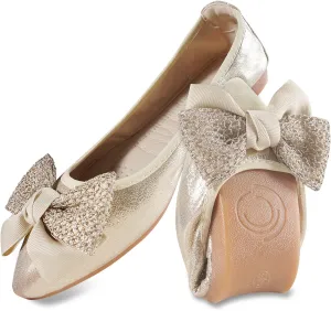 Unifizz Women's Ballet Flats Soft Pointed Toe Rhinestone Wedding Ballerina Shoes Foldable Sparkly Comfort Slip on Flat Shoes for Women