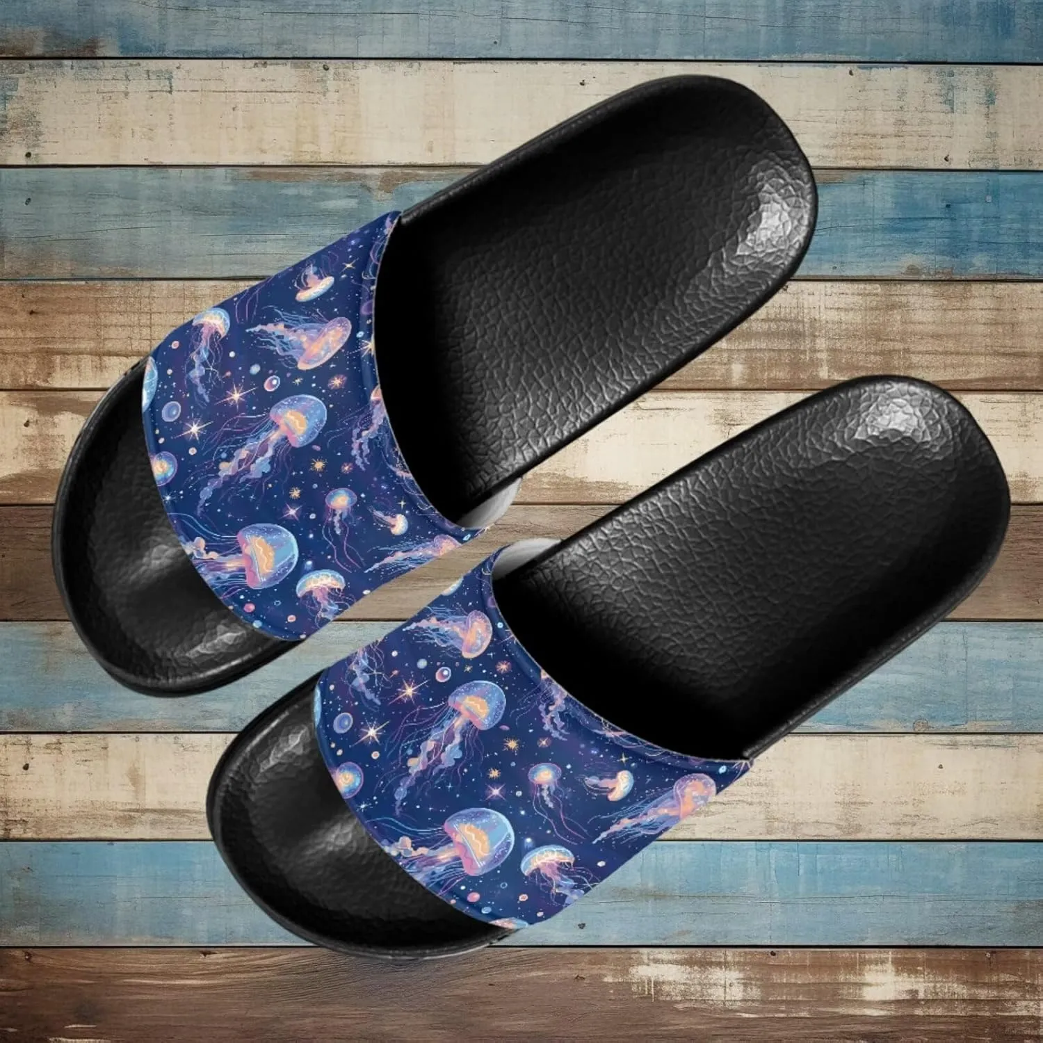Unisex Slide Sandals with Soft Footbed Comfort Slides for Women and Men, Slide Sandals Leather Size 6-13.5