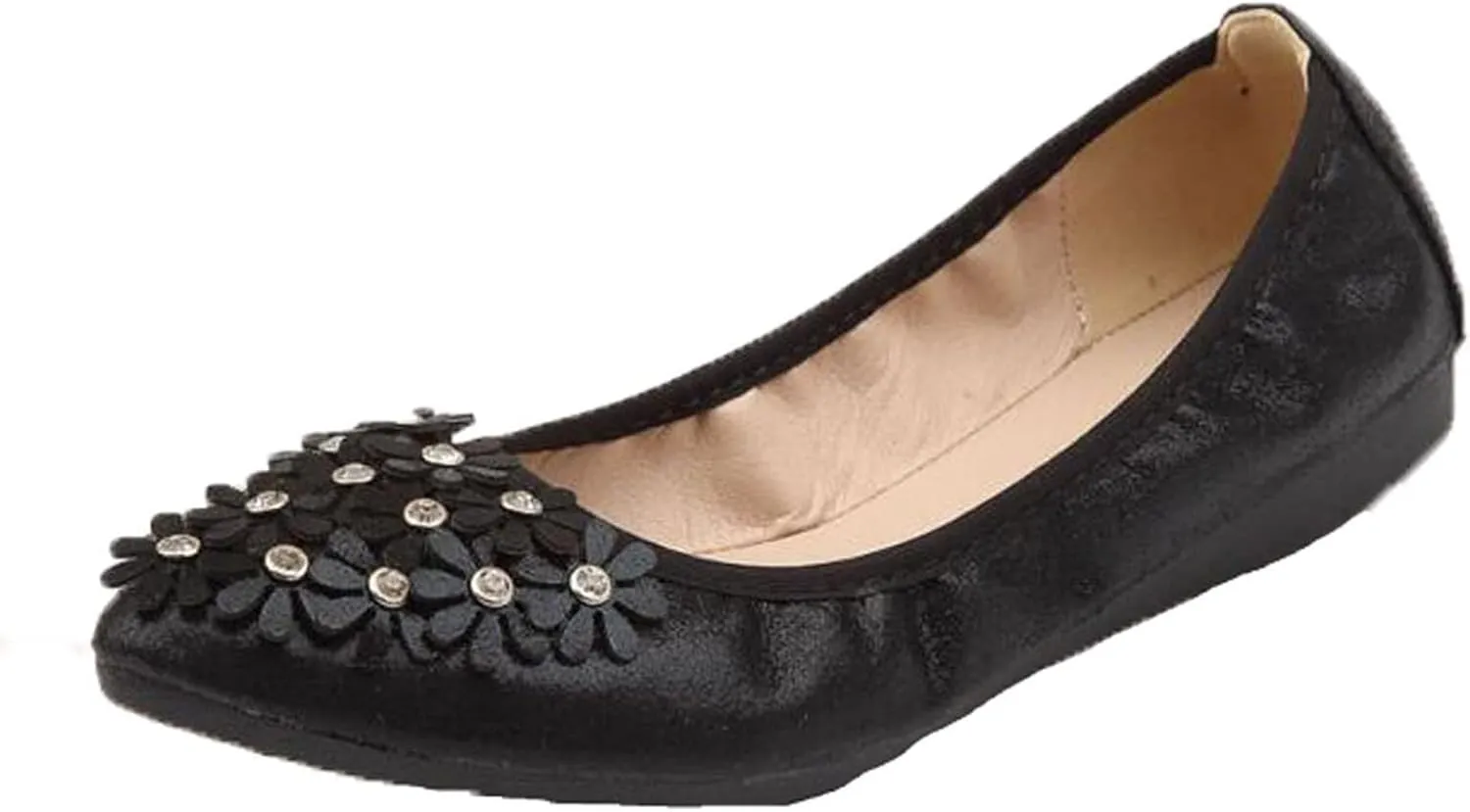 USANDY Women Ballet Flats Rhinestone Wedding Ballerina Shoes Foldable Sparkly Comfort Slip on Flat Shoes