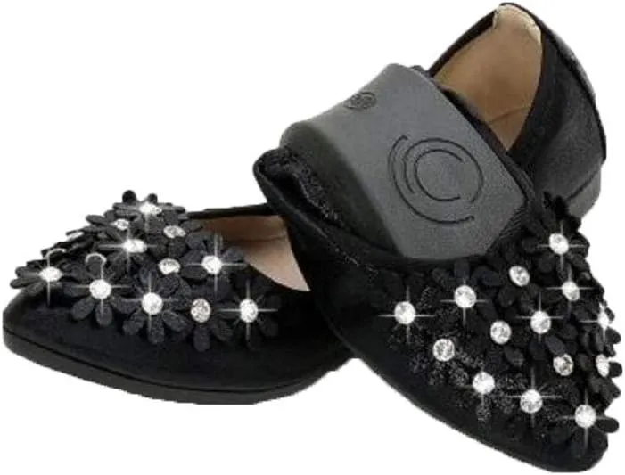 USANDY Women Ballet Flats Rhinestone Wedding Ballerina Shoes Foldable Sparkly Comfort Slip on Flat Shoes