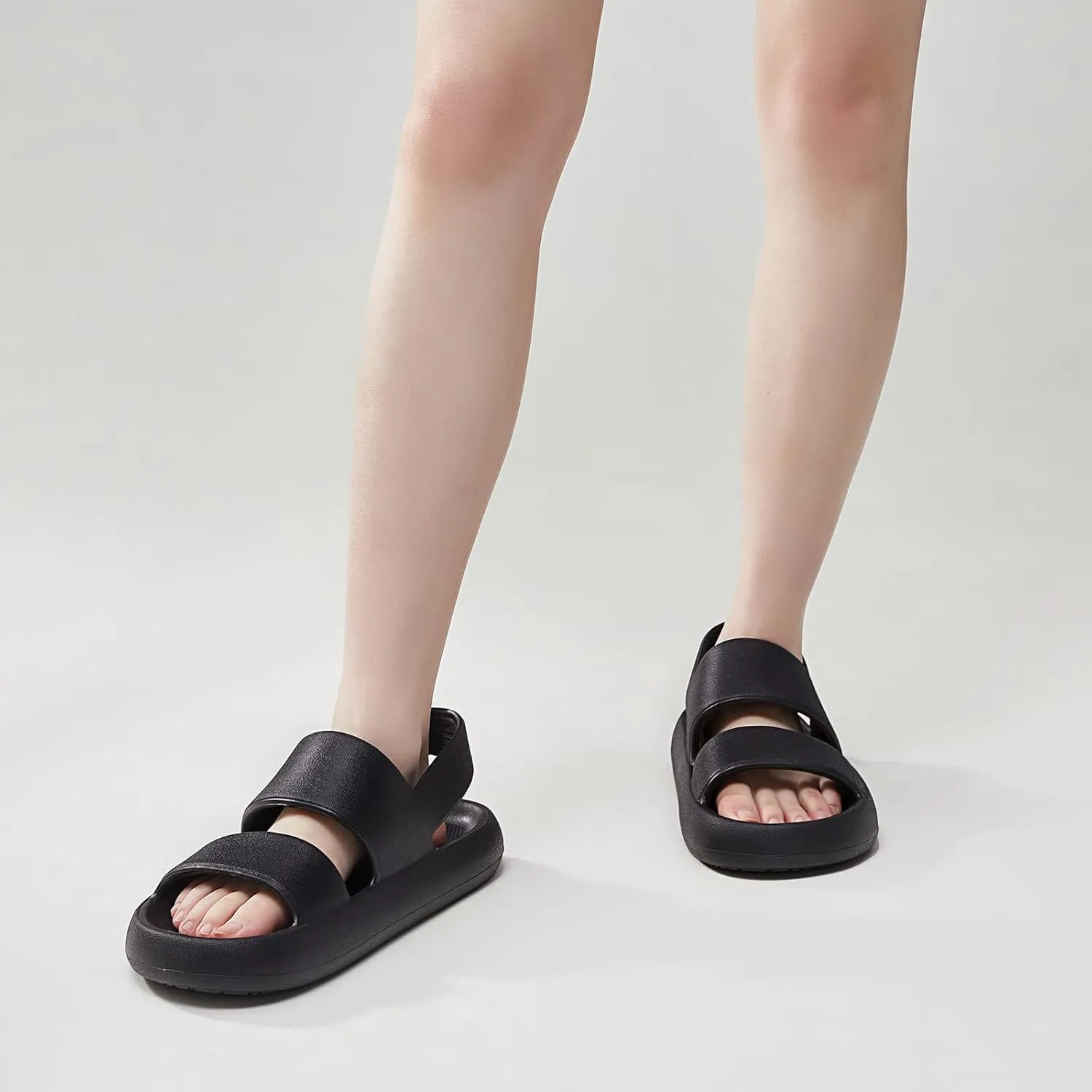 utune Sandals For Women,Casual Open Toe Cloud Slide Sandals Soft Thick Sole Non-Slip Indoor Outdoor Summer Sandal