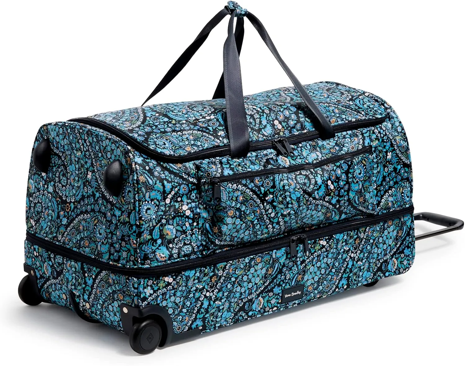 Vera Bradley Women's Recycled Ripstop XL Foldable Rolling Duffel Travel Bag, Dreamer Paisley, One Size