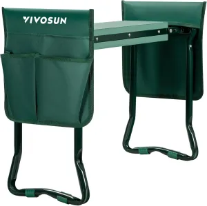 VIVOSUN Garden Kneeler and Seat, Foldable Gardening Stool, Garden Kneeling Bench with Handles, EVA Foam Pad & 2 Tool Bags, Portable Garden Tools for Women Men Seniors, 2-in-1 Outdoor Garden Supplies