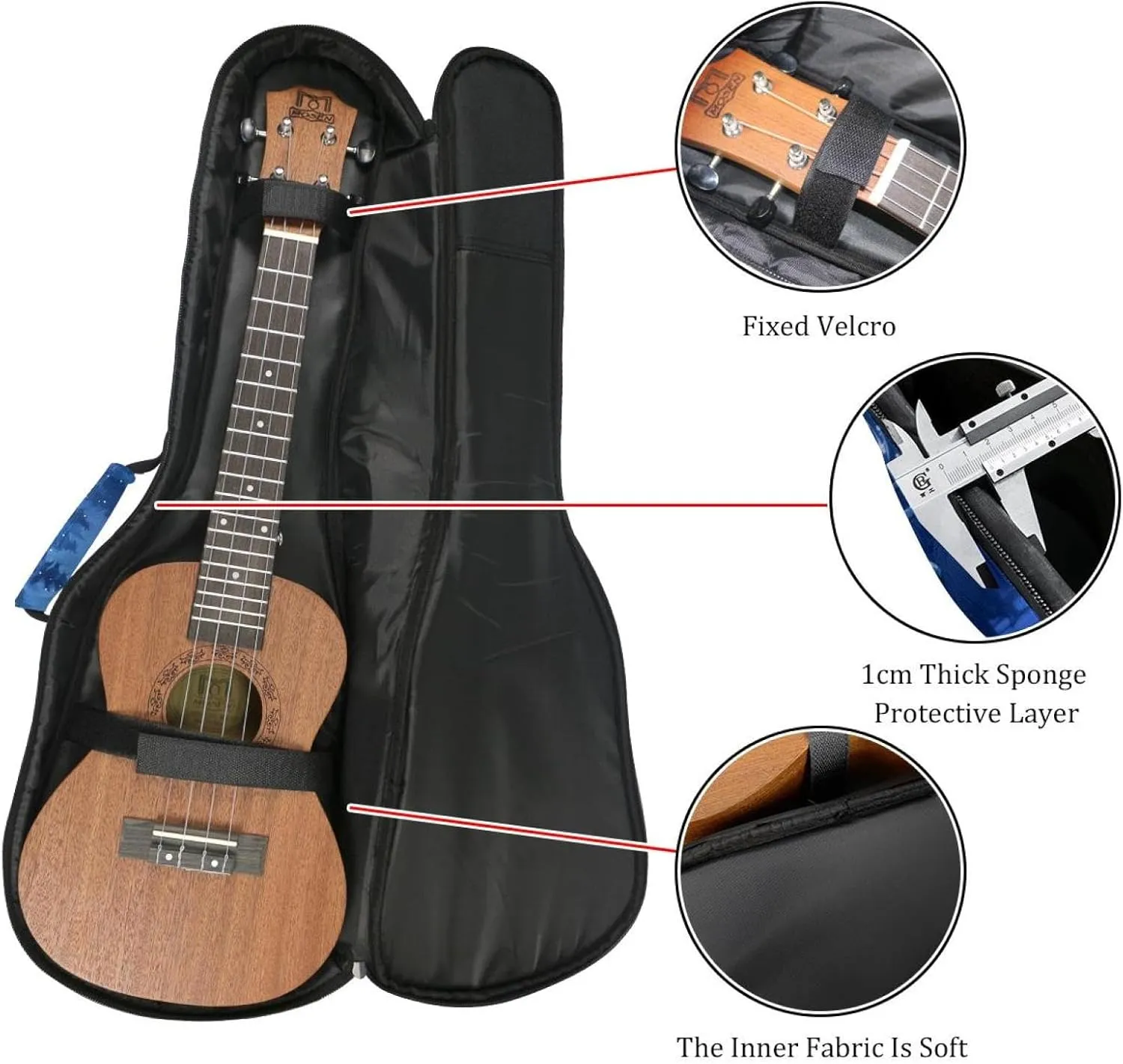 Waterproof Ukulele Case Bag, Durable 23" Ukulele Gig Bag with Storage and Handle - Caribou Tree Forest Night
