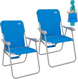 #WEJOY Folding Beach Chair for Adults, Lightweight Beach Chair with Shoulder Straps, High Back Beach Chairs with Hard Armrest, Supports 300lbs for Beach Lawn Concert