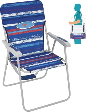 #WEJOY Folding Beach Chair for Adults, Lightweight Beach Chair with Shoulder Straps, High Back Beach Chairs with Hard Armrest, Supports 300lbs for Beach Lawn Concert