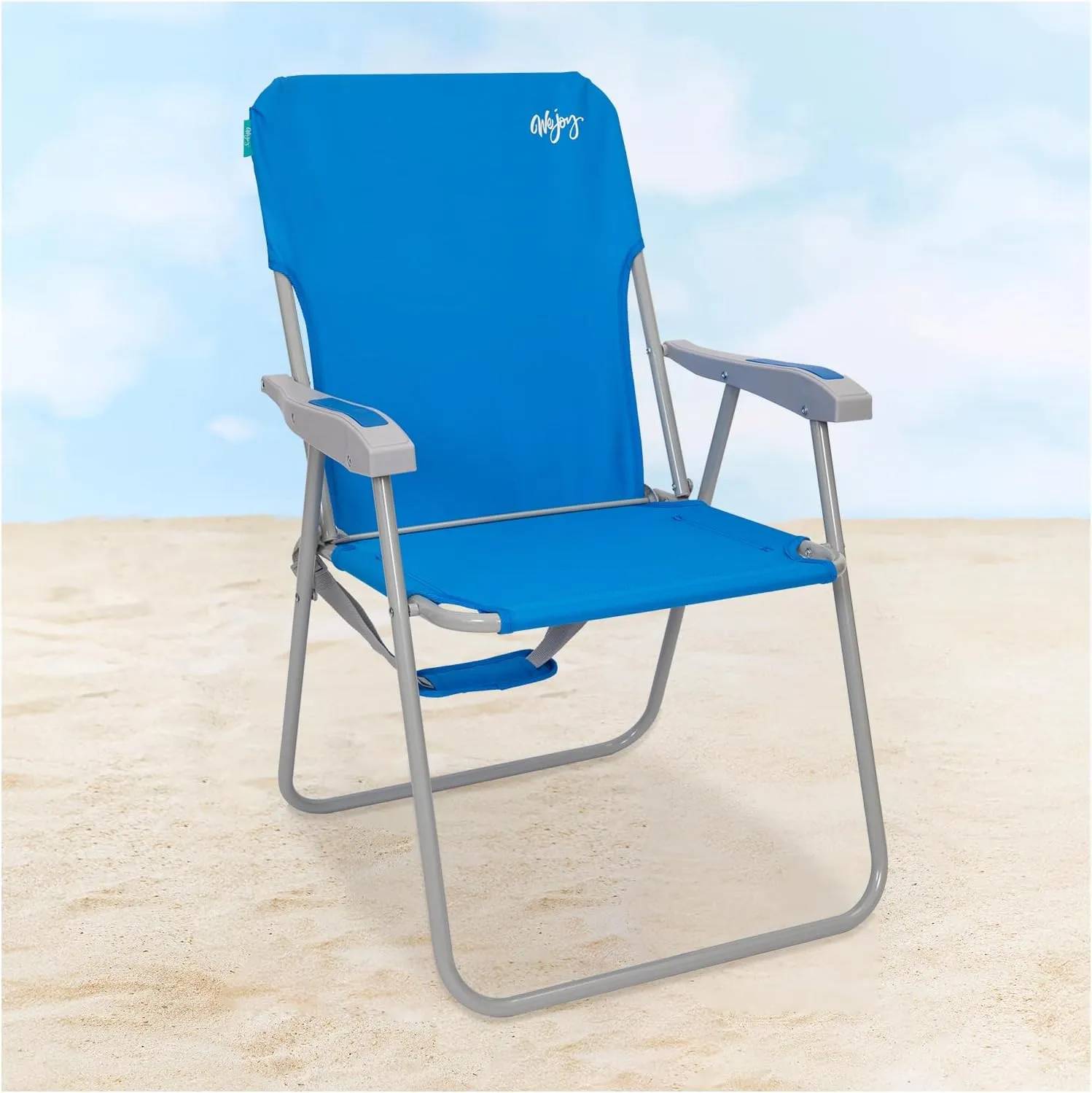#WEJOY Folding Beach Chair for Adults, Lightweight Beach Chair with Shoulder Straps, High Back Beach Chairs with Hard Armrest, Supports 300lbs for Beach Lawn Concert