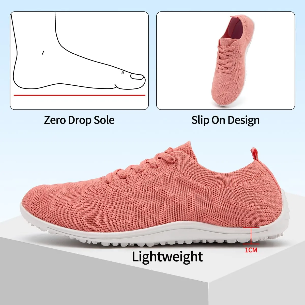 Women Barefoot Shoes Slip-On Lightweight Minimalist Walking Shoes for Travel Hiking Casual Wear Daily Use Zero Drop Thin Sole Soft Breathable Upper