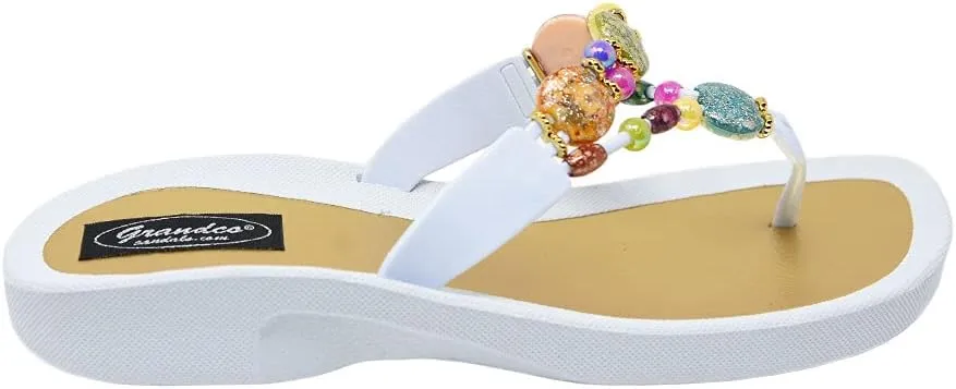 Women's 24768G Marble Deluxe Beaded Waterproof Sole Beach Thong Sandals