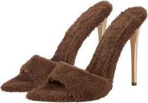 Women's Black Slip-On Mules - Matte Thin Heel Classic Sandals