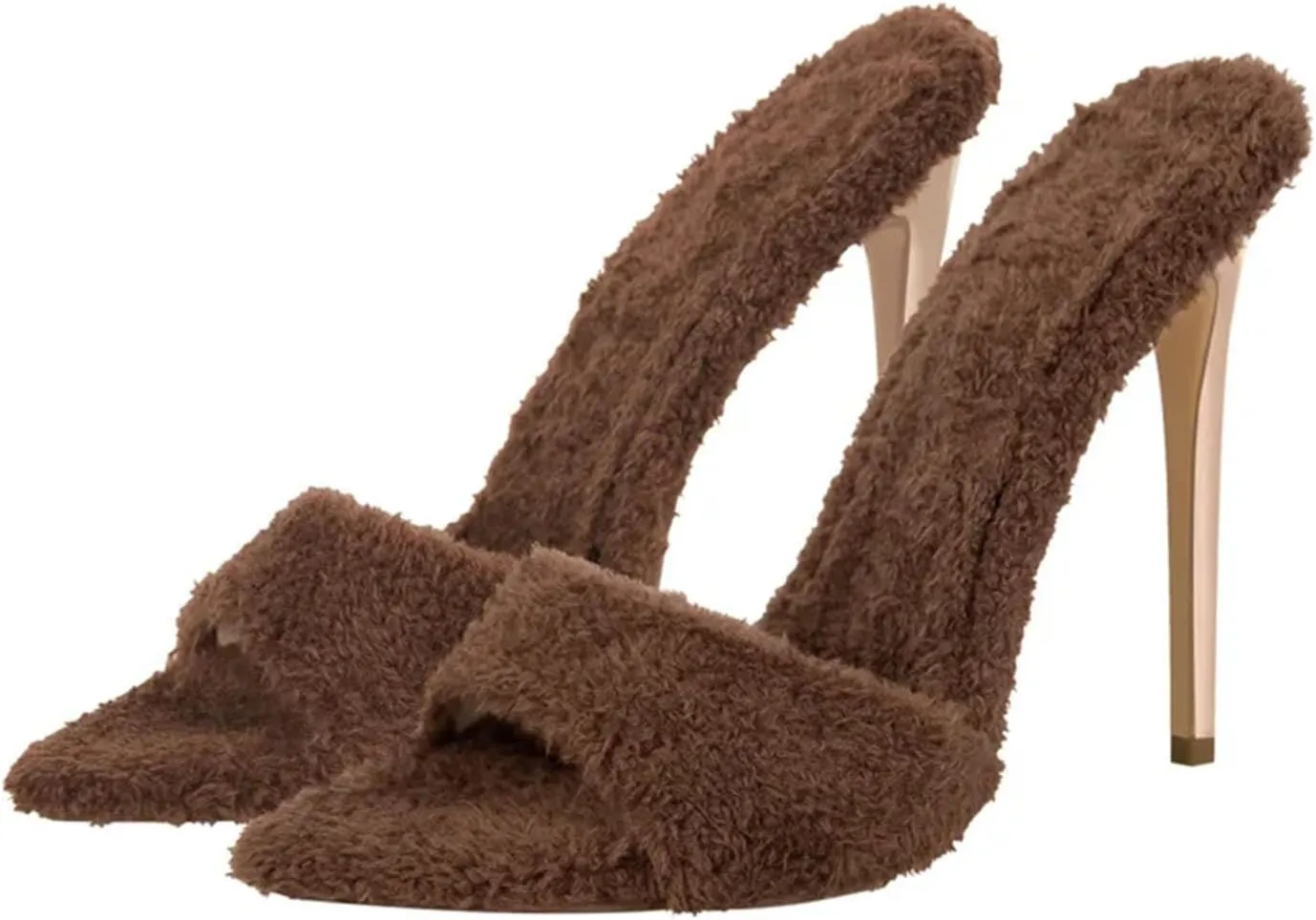 Women's Black Slip-On Mules - Matte Thin Heel Classic Sandals