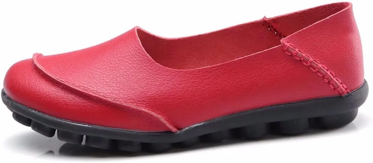 Women's Cowhide Leather Loafers Flats Moccasins Slip-On