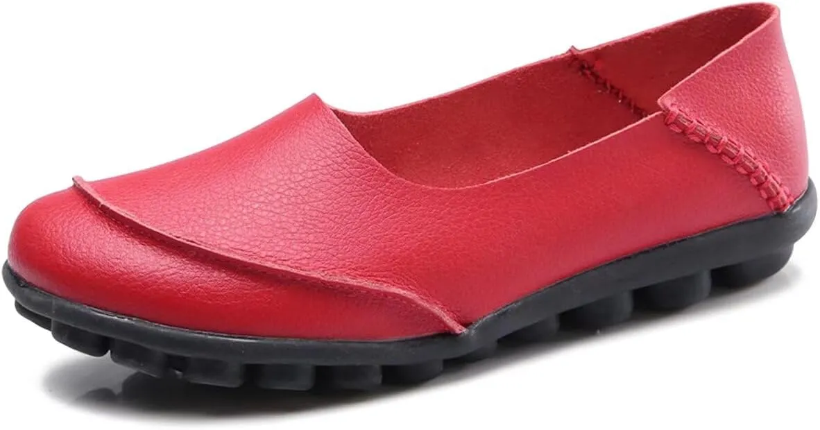 Women's Cowhide Leather Loafers Flats Moccasins Slip-On