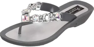 Women's Deluxe Jeweled Waterproof Molded Sole Summer Thong Sandals