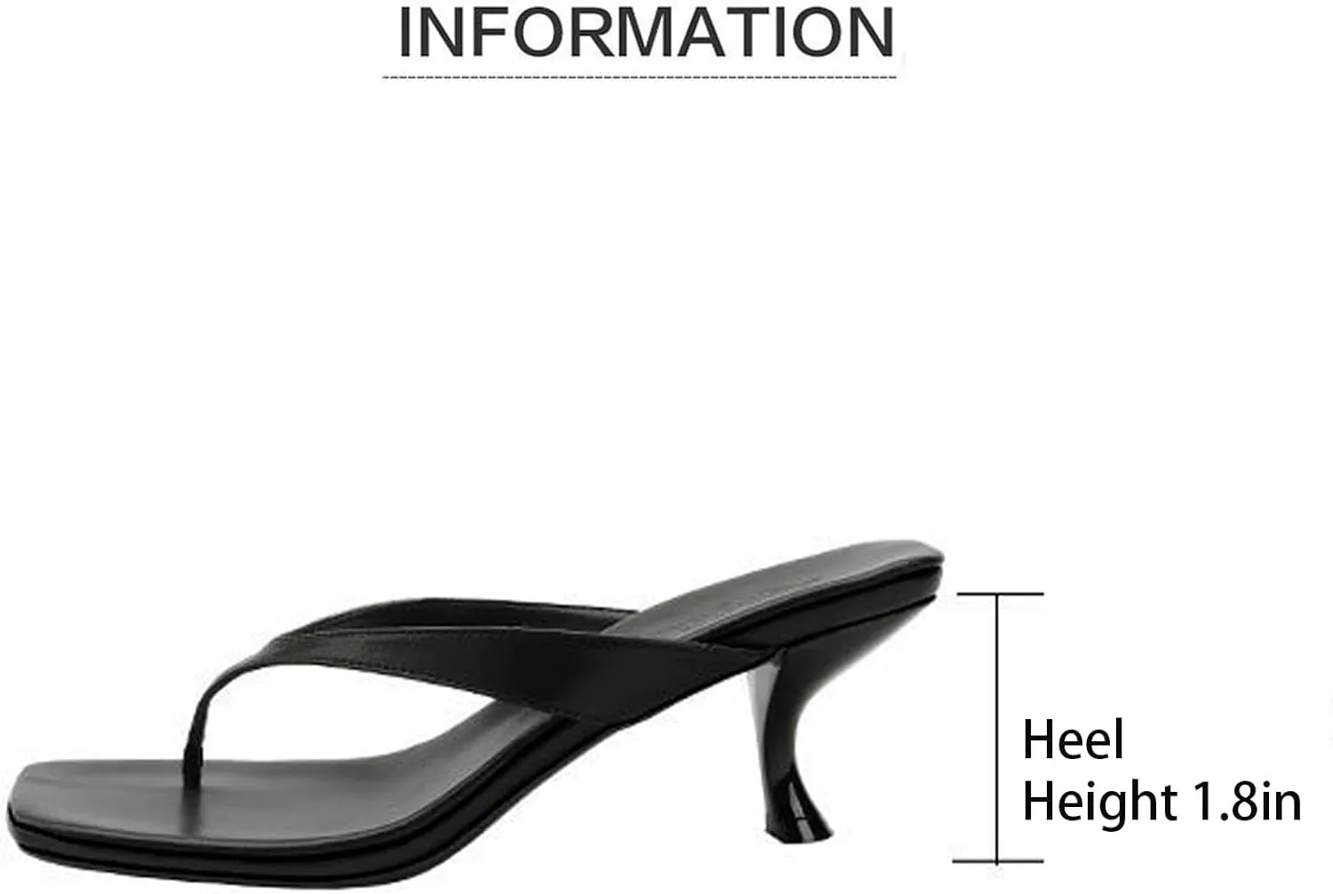 Women'S Leather Kitten Heel Flip Flops Summer Square Open Toe Slip-On High Heel Clip Toe Sandals Leisure Beach Parties Slide Sandals