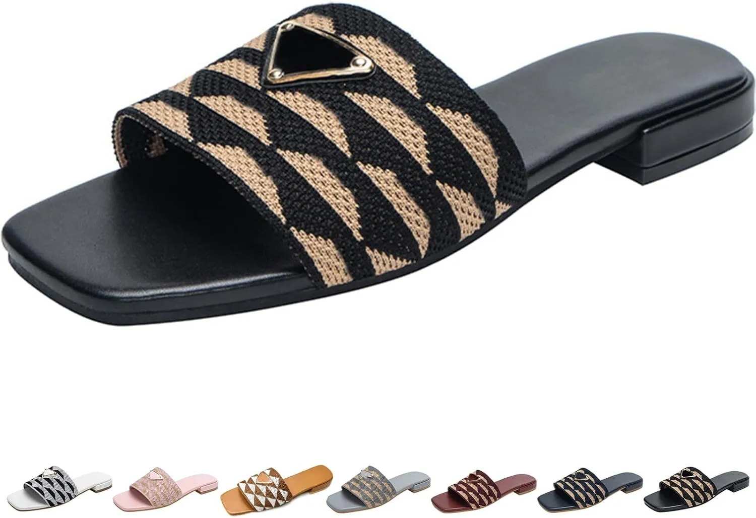 Womens Luxury Embroidered Slides Fashion Flat Summer Sandals