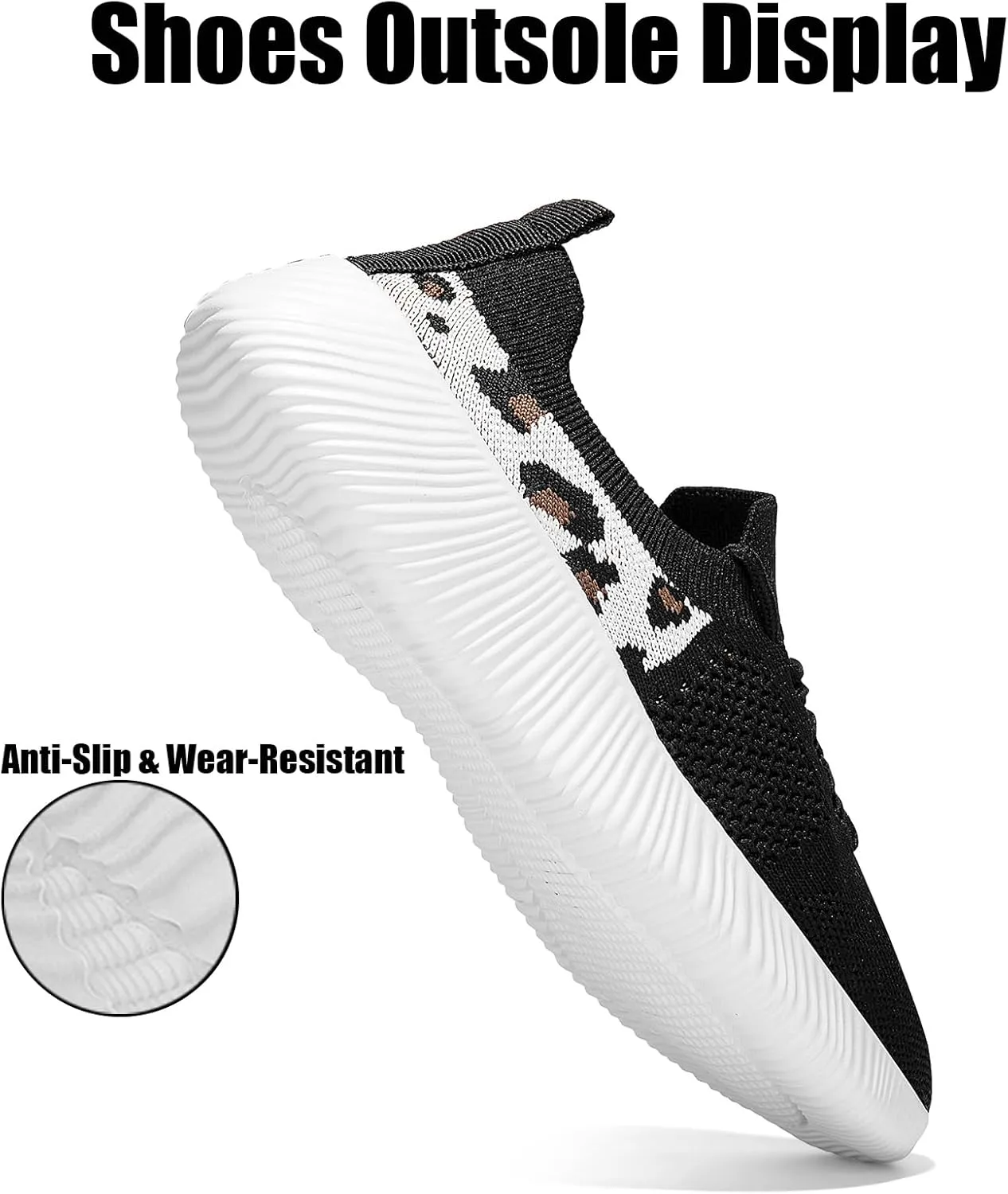 Women's Slip-On Shoes with Leopard Cheetah Print Casual Sneakers Crafted by Flying-Woven Tatting Breathable Mesh Fashionable Shoes for Ladies with Anti-Slip and Wear-Resistant Soft Outsole