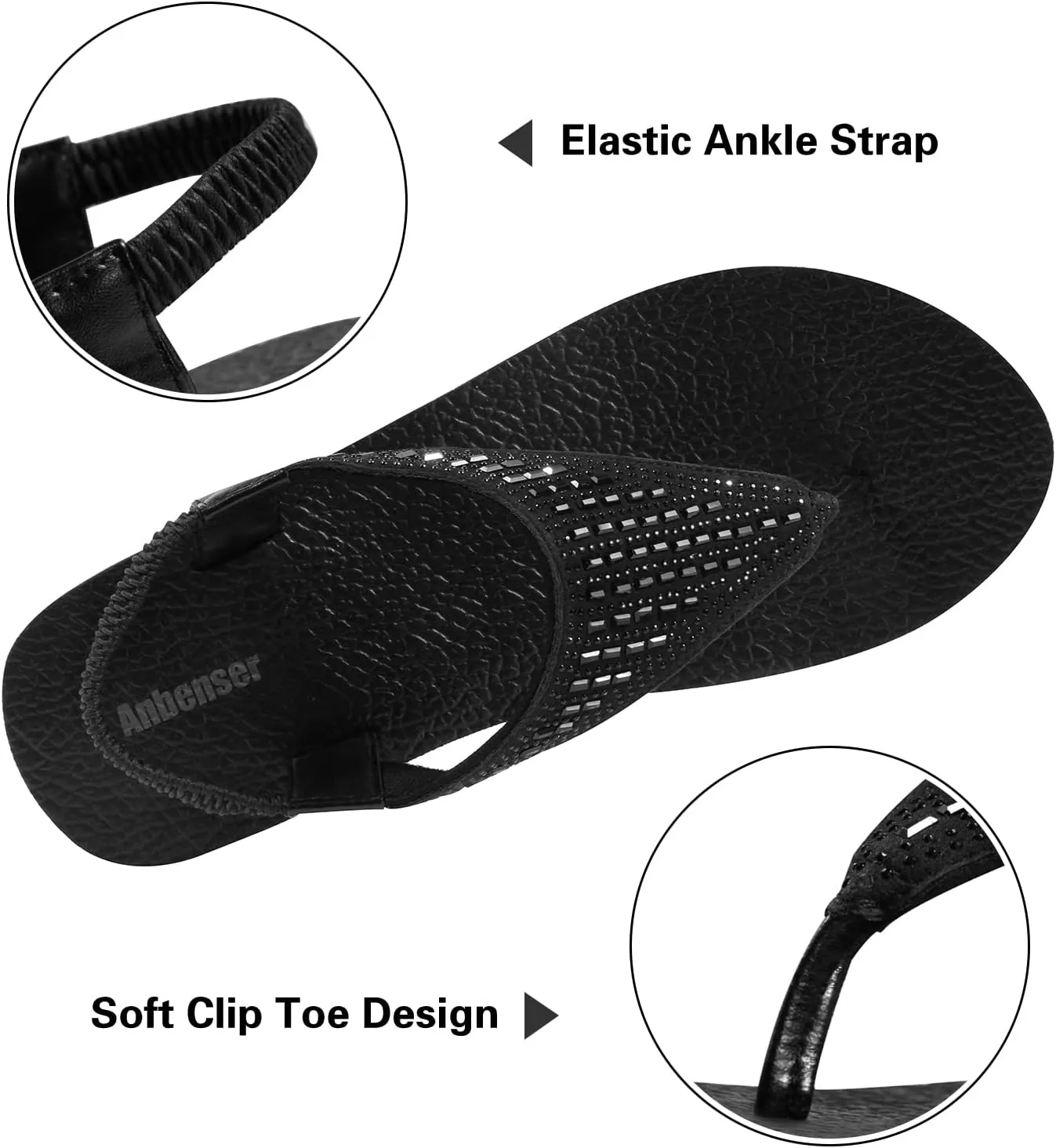 Women's Yoga Mat Flat Sling Sandals Slingback Rhinestone Flip Flops Sandal