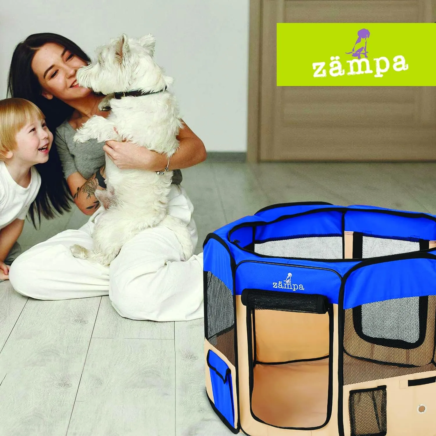 Zampa Puppy Playpen Extra Small 29"x29"x17" Portable Pop Up Playpen for Dog and Cat, Foldable | Indoor/Outdoor Kitten Pen & Travel Pet Carrier   Carrying Case.