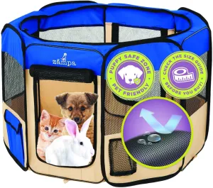 Zampa Puppy Playpen Extra Small 29"x29"x17" Portable Pop Up Playpen for Dog and Cat, Foldable | Indoor/Outdoor Kitten Pen & Travel Pet Carrier   Carrying Case.