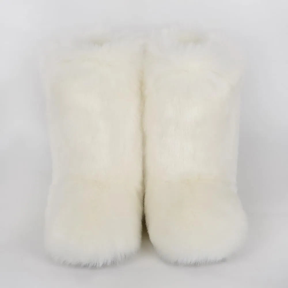 ZSGYCHCY Women's Faux Fur Boots Winter Fuzzy Fluffy Warm Furry Snow Boots Flat Shoes